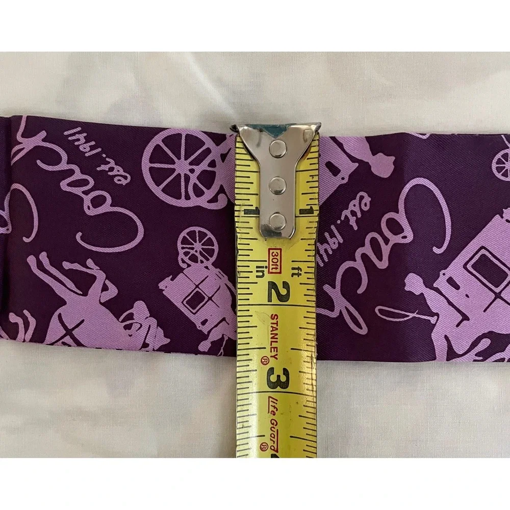 Coach Monogram C Horse Carriage Silk Skinny Scarf Purple Bag Accessory Y2K NEW - Picture 4 of 9